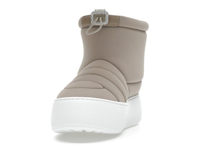 Roger Vivier Viv' Winter Puffy Ankle Boots Beige Crystal Buckle (Women's)