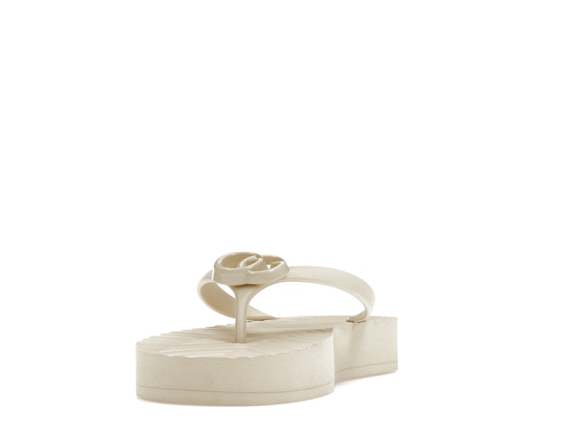 Gucci Chevron Thong Sandal White Rubber