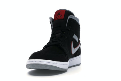 Jordan 1 Mid Black Particle Grey Gym Red