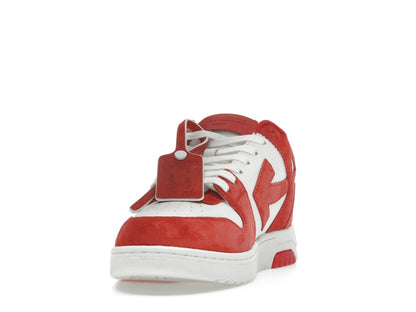 OFF-WHITE Out Of Office "OOO" Low Tops Brick Red White Suede