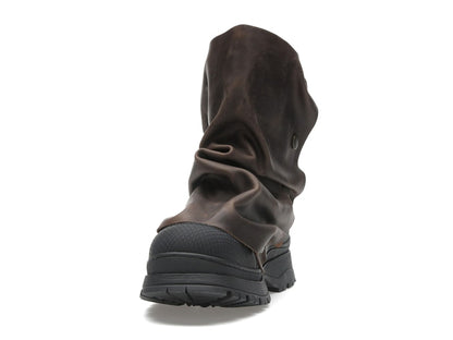 H&M x Glenn Martens Gaiter-Detail Leather Boots Dark Brown