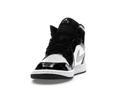 Jordan 1 Mid SE Patent Black White Metallic Silver Metallic Gold