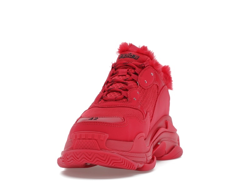 Balenciaga Triple S Faux Fur Burgundy