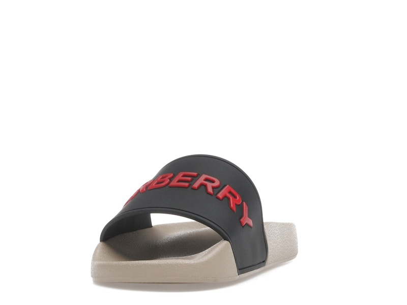 Burberry Embossed Logo Slide Black Red Tan (Women's)