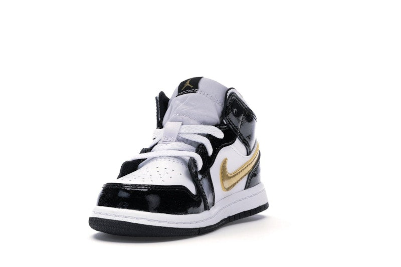 Jordan 1 Mid Patent Black White Gold (TD)