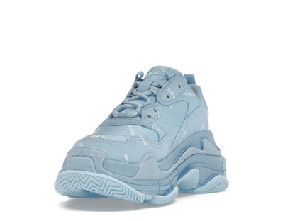 Balenciaga All Over Logo Triple S Blue Grey (Women's)