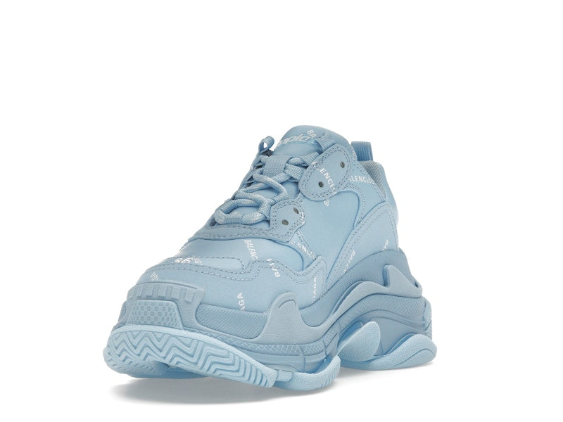 Balenciaga All Over Logo Triple S Blue Grey (Women's)