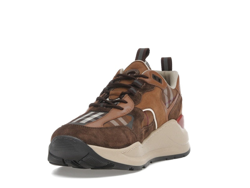 Burberry Check and Suede Sneakers Dark Birch Brown