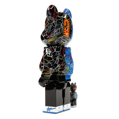 Bearbrick x BAPE Line Camo Shark 100% & 400% Set Blue/Black