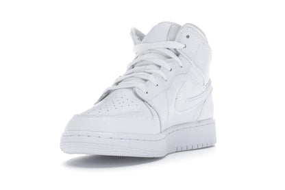 Jordan 1 Mid Triple White Tumbled Leather (GS)