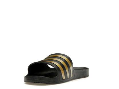 adidas Adilette Aqua Slides Core Black Gold Metallic