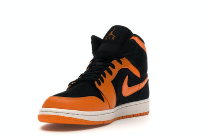 Jordan 1 Mid Black Orange Peel