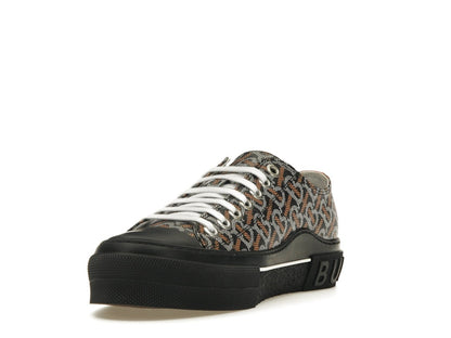 Burberry Monogram Pattern Low Top Black Orange Canvas