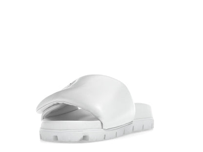 Prada Soft Padded 20mm Slide Sandal White Nappa Leather