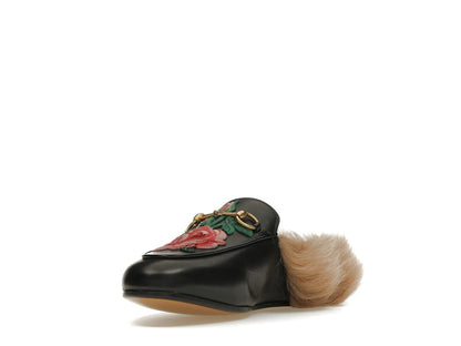 Gucci Floral Embroidered Princetown Mules Black (Women's)