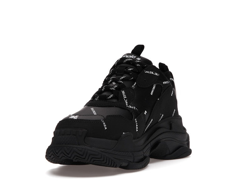 Balenciaga Triple S Allover Logo Black