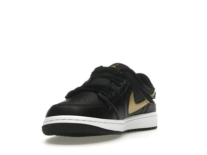 Jordan 1 Low FlyEase Black White Metallic Gold