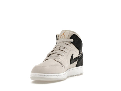 Jordan 1 Mid Light Bone Metallic Gold Black (GS)