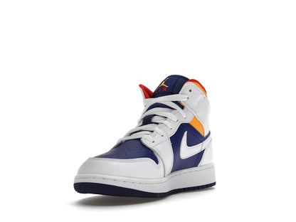 Jordan 1 Mid White Laser Orange Deep Royal Blue (GS)