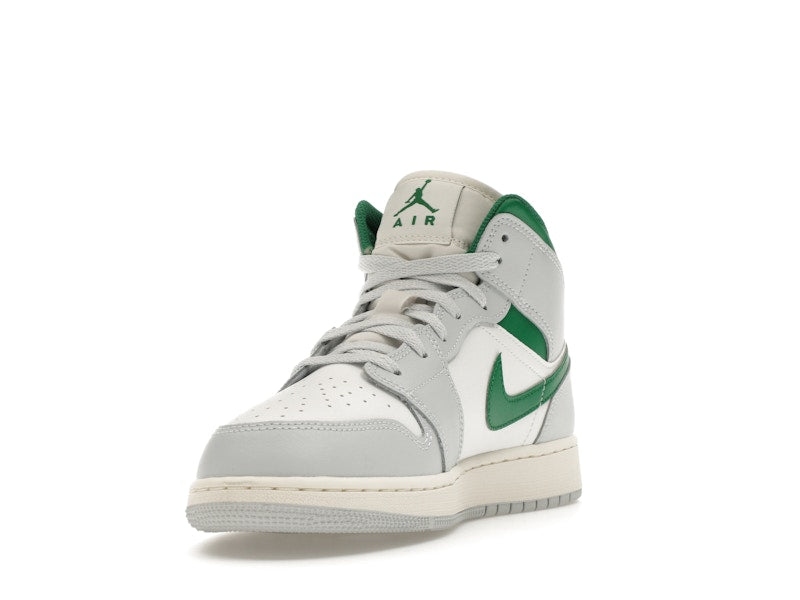 Jordan 1 Mid White Pure Platinum Pine Green (GS)