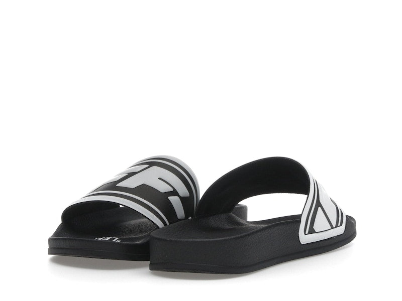 OFF-WHITE Embossed Logo Pool Slides Black White (Women's)