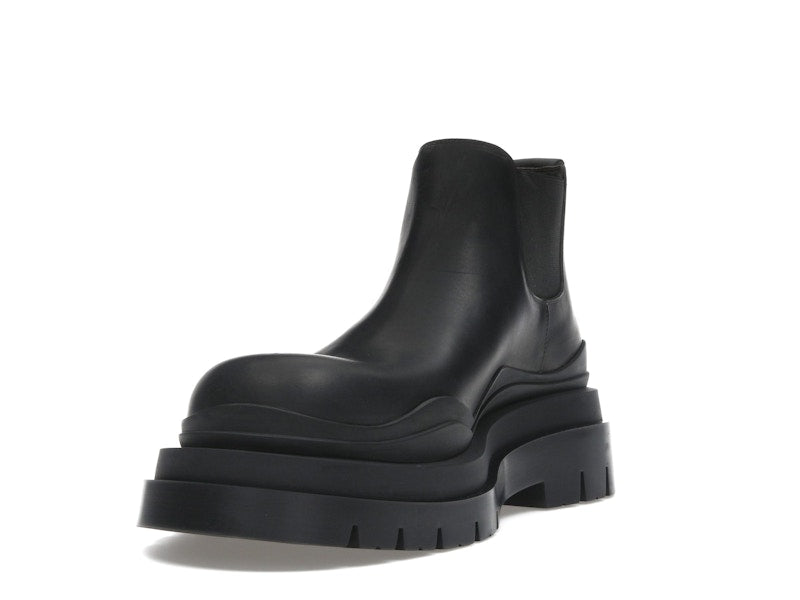 Bottega Veneta Leather Tire Chunky Sole Ankle Chelsea Boot Black