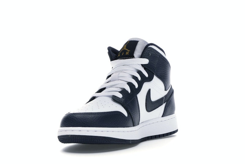 Jordan 1 Mid White Metallic Gold Obsidian (GS)