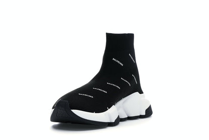 Balenciaga Speed Trainer Logo Print Black White (Women's)
