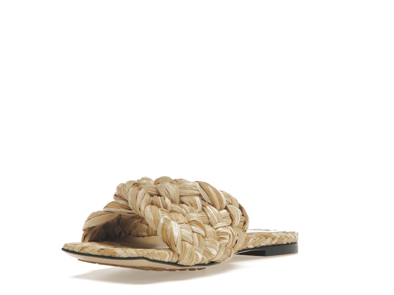 Bottega Veneta Raffia Stretch Flat Sandals Macadamia (Women's)