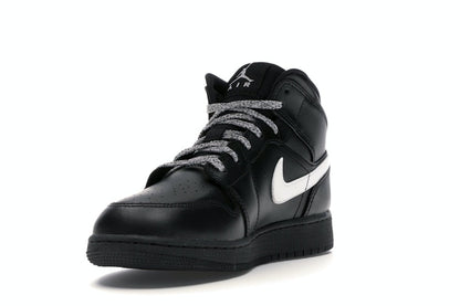 Jordan 1 Mid Black White Speckle (GS)