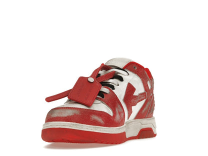 OFF-WHITE Out Of Office OOO Low Tops Red White Vintage Distressed Leather