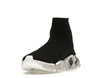 Balenciaga Speed 2.0 Graffiti Recycled Knit Black White