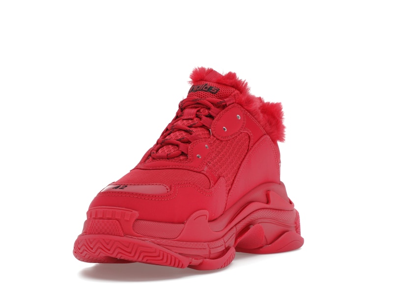 Balenciaga Triple S Faux Fur Burgundy