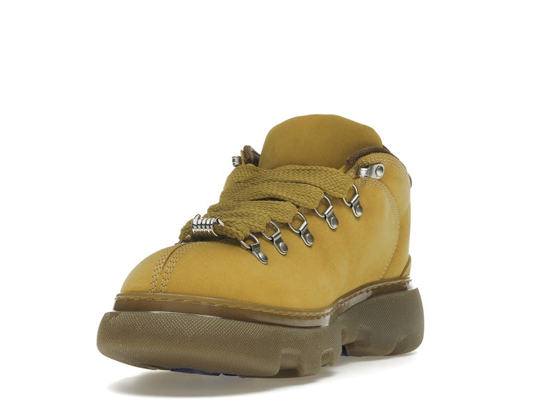 Burberry Lace Up Leather Ankle Boot Mustard Yellow