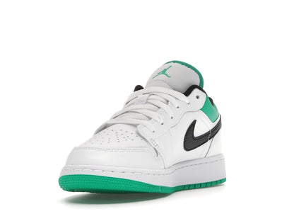 Jordan 1 Low White Lucky Green Tumbled Leather (GS)