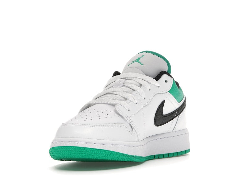 Jordan 1 Low White Lucky Green Tumbled Leather (GS)