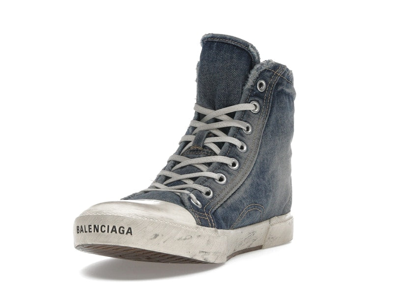 Balenciaga Paris High Top Blue Destroyed Denim