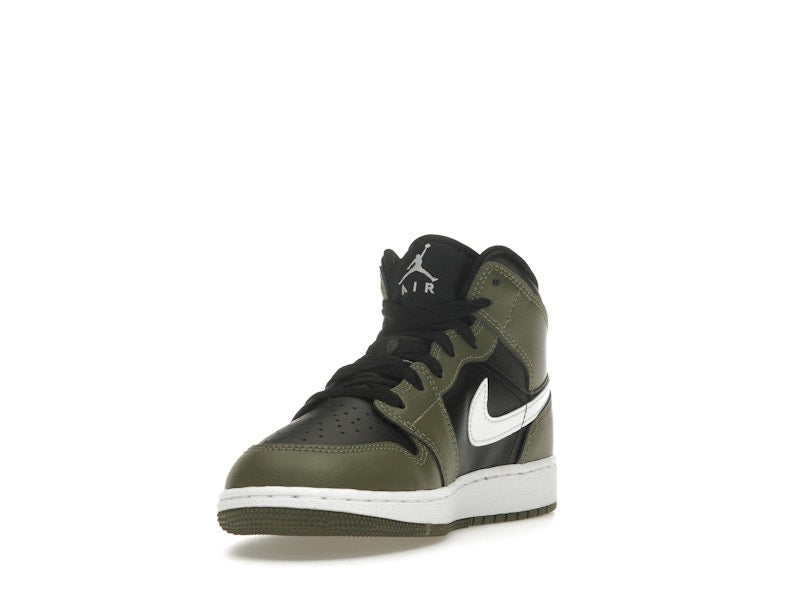 Jordan 1 Mid Black White Olive (GS)
