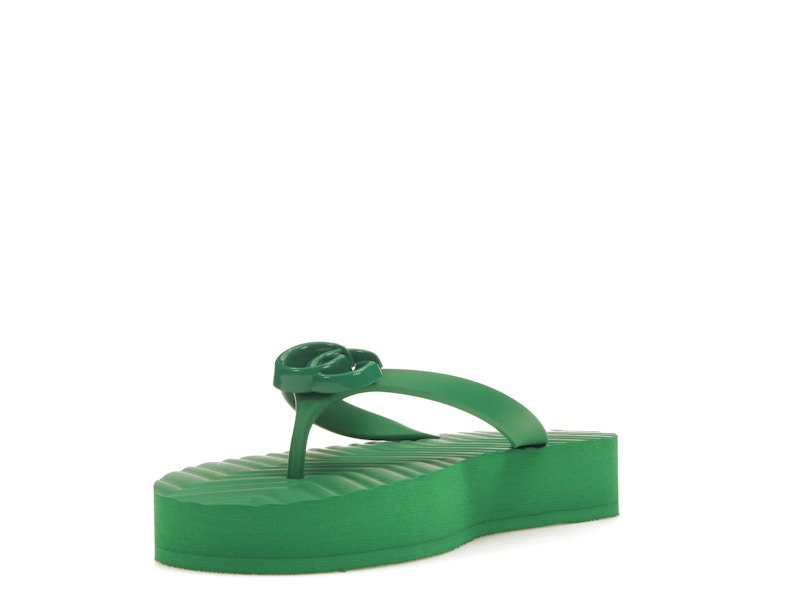 Gucci Chevron Thong Sandal Green Rubber
