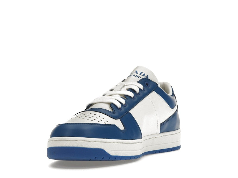 Prada Downtown Low Top Sneakers Leather White Cobalt Blue