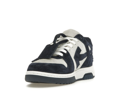 OFF-WHITE Out Of Office OOO Low Tops White Navy Blue Suede