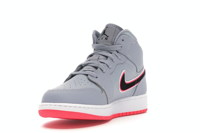 Jordan 1 Mid Wolf Grey Racer Pink Black (GS)