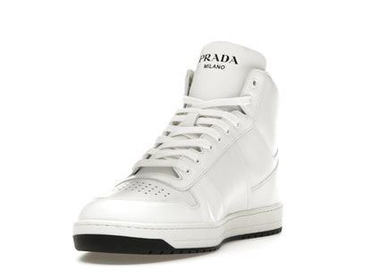 Prada Downtown High Top Sneakers Leather White White Black