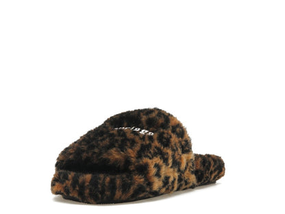 Balenciaga Furry Slide Leopard Brown Black