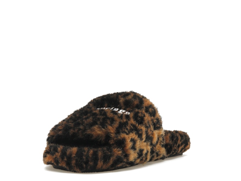 Balenciaga Furry Slide Leopard Brown Black