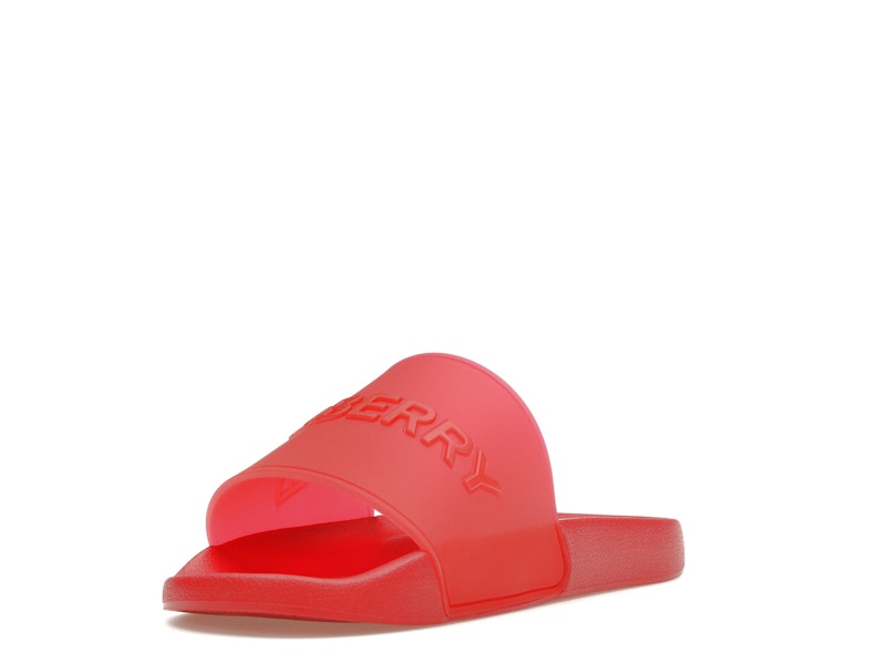 Burberry Embossed Logo Slides Bright Red