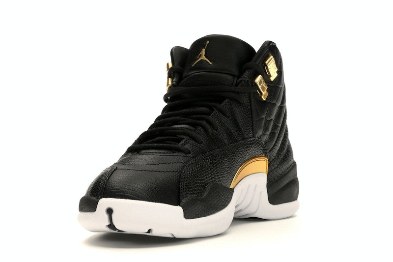Jordan 12 Retro Black Metallic Gold White (Women's)