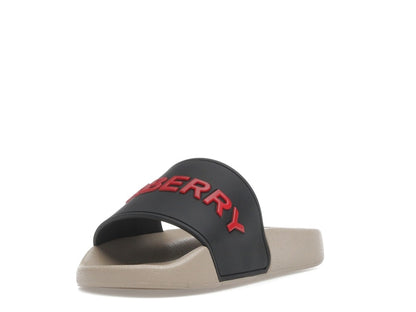 Burberry Embossed Logo Slide Black Red Tan (Women's)