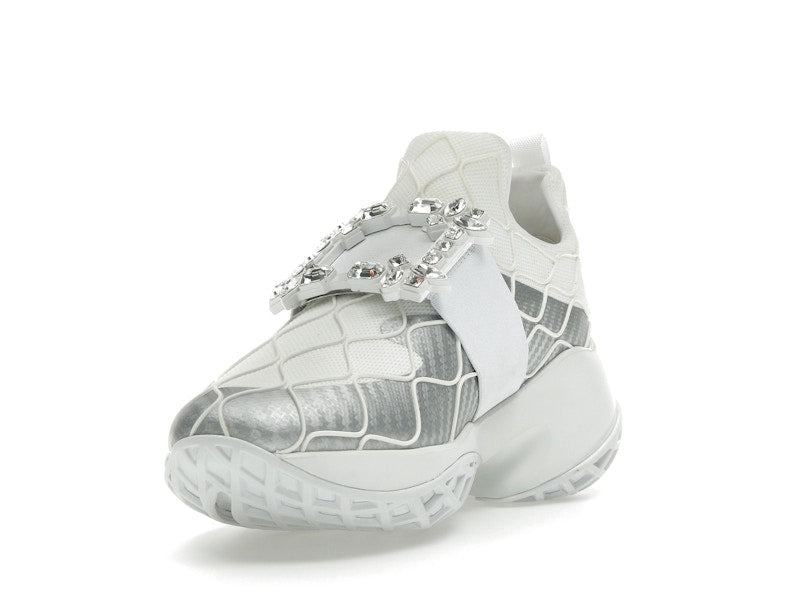 Roger Vivier Viv' Run Fabric Silver Crystal Buckle (Women's)
