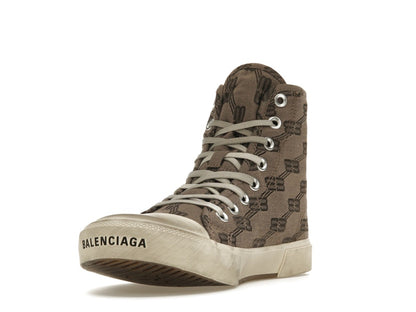 Balenciaga Paris High Top BB Monogram Dark Beige Brown